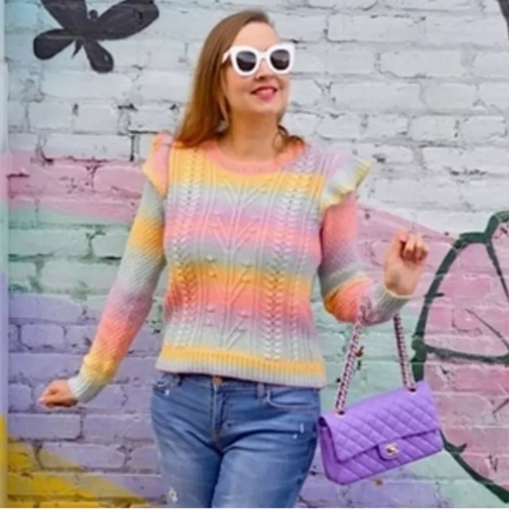 Loft Spacedye Ruffle Sleeve Sweater